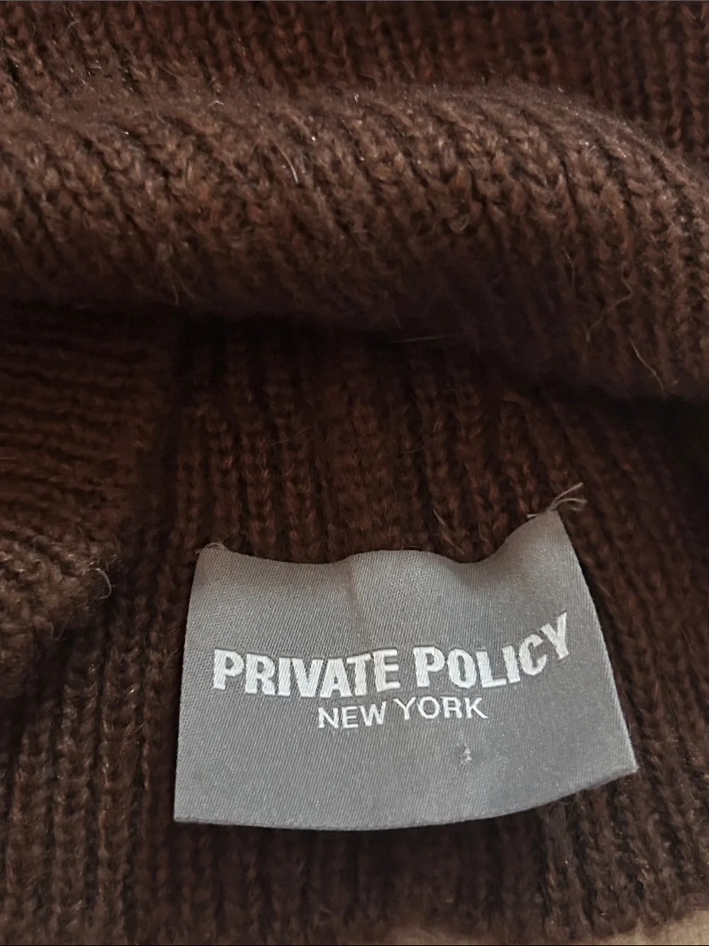 Private policy Brown Knit Balaclava Hooded beanie
